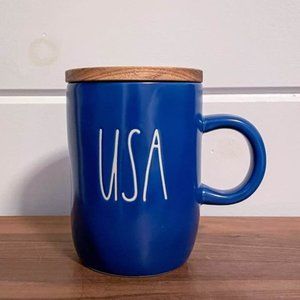 Rae Dunn USA Mug with Coaster Lid